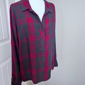 Cabi Cunningham Red/Grey Plaid Shirt XL